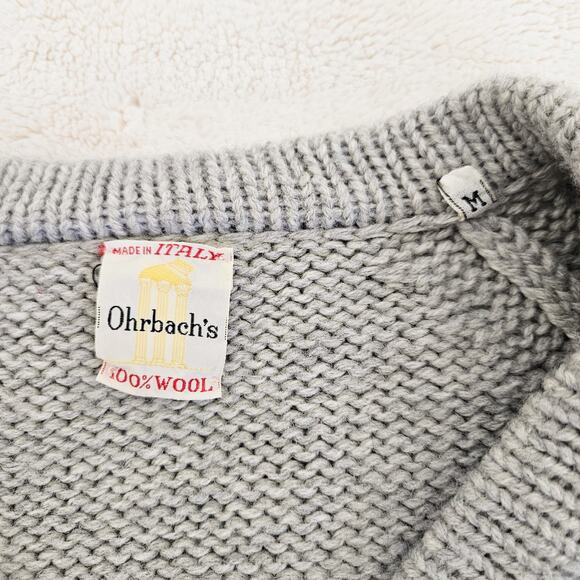 VTG 100% Wool Cable Knit V-neck Sweater Preppy Academia Made in Italy Size M - Picture 4 of 8